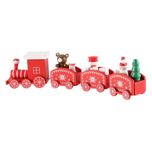 LOORGVEL Weihnachtszug Holzfigur Kuchen Dekoration Kreativer Party Cake Topper Umweltfreundlich Sicher Einzigartig für Tisch Regal Geburtstagstorte Zubehör Teilig Rote Farbe von LOORGVEL