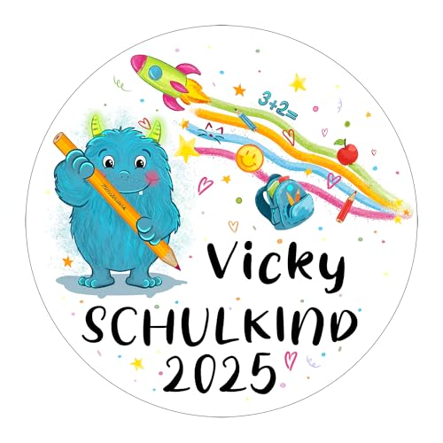 LOOXIS Personalisierter essbarer Torten-Aufleger mit Namen bedruckt – 18 cm Durchmesser, Zuckerbild, Fondant-Papier, zur Einschulung - Monster Motiv LOOXIS Personalisierter essbarer Torten-Aufleger mit Namen bedruckt – 18 cm Durchmesser, Zuckerbild, Fondant-Papier, zur Einschulung - Monster Motiv von LOOXIS