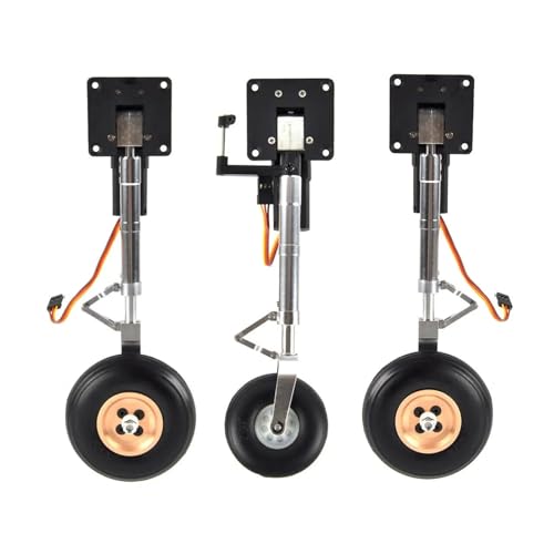 Servoloses Einziehfahrwerk, Vorder-/Hauptfahrwerk, Antivibrationsfahrwerk mit Rädern, kompatibel mit 5–6 kg schweren RC-Modellflugzeugen, universell einsetzbar(1set Nose and Main) von LOOwAH