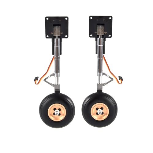 Servoloses Einziehfahrwerk, Vorder-/Hauptfahrwerk, Antivibrationsfahrwerk mit Rädern, kompatibel mit 5–6 kg schweren RC-Modellflugzeugen, universell einsetzbar(2pcs Main Retract) von LOOwAH
