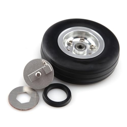 Universelles 2,5/3/3,5/4 Zoll Gummirad mit Bremswelle, kompatibel mit RC-Modellflugzeugreifen mit Bremssystem(3.5inch x 1pcs) von LOOwAH