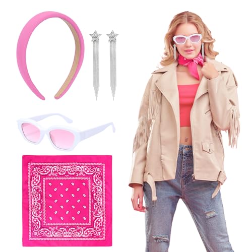 LOPOTIN 4TLG Barbie Kostüm Damen Rockabilly Accessoires Damen 50er Jahre Accessoires Barbie Outfit Accessoires Halloween Kostüm Damen mit Schal Katzen Brille Rosa Cowgirl Kostüm Damen LOPOTIN 4TLG Barbie Kostüm Damen Rockabilly Accessoires Damen 50er Jahre Accessoires Barbie Outfit Accessoires Halloween Kostüm Damen mit Schal Katzen Brille Rosa Cowgirl Kostüm Damen von LOPOTIN
