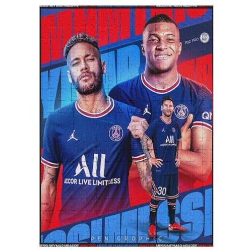 Puzzles 300 Teile Messi Neymar Mbappe Puzzle Erwachsene Puzzle Fußballer Puzzles Familie Dekoration Lernspiele Spielzeug 300 PCS von LOPUCK