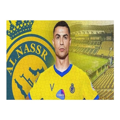 Ronaldo Al NASSR 500 Teile Wooden Puzzle Erwachsene Kinder Puzzle Schwierigkeitsgrad Puzzles Soccer Player Puzzles Familie Dekoration Lernspielzeug Spiele 500 PCS von LOPUCK