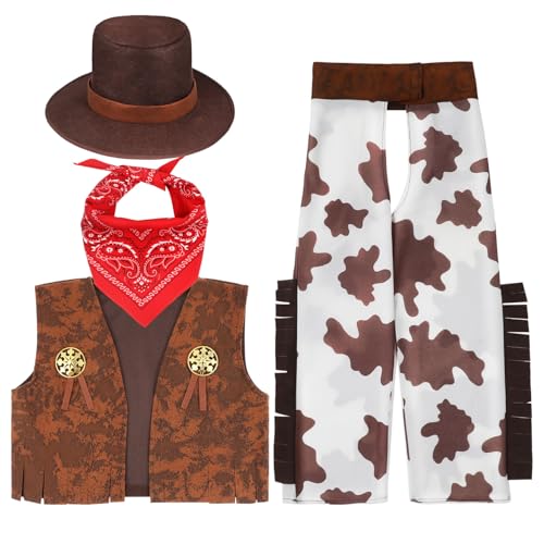 LOPUNER 1 Satz Cowboy Kostüm für Jungen Cowboy Outfit für Halloween Cosplay und Partys Einfach Anzuziehen Langlebig und mit Auffälligen Details und Accessoires LOPUNER 1 Satz Cowboy Kostüm für Jungen Cowboy Outfit für Halloween Cosplay und Partys Einfach Anzuziehen Langlebig und mit Auffälligen Details und Accessoires von LOPUNER