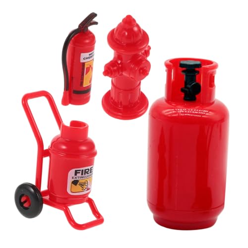 LOPUNER 1 Satz Feuerwehrspielzeug Teiliges Puppenhaus Zubehör mit Realistischen Feuerlöschern Gasflaschen und Hydranten für Kreative Dekorationen und Fotografie von LOPUNER