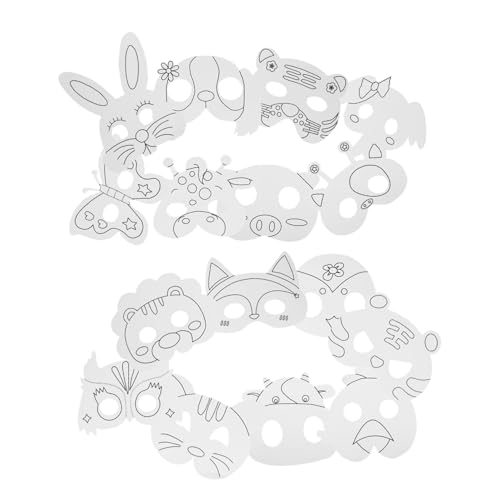 LOPUNER 1 Satz Kindermalbuchmaske Halloween Kaninchen Tierische Erwachsene Tier Für Fuchs Katze Leere Masken Zum Dekorieren Tiereköpfe Bausätze Kuh Weiß Papier von LOPUNER