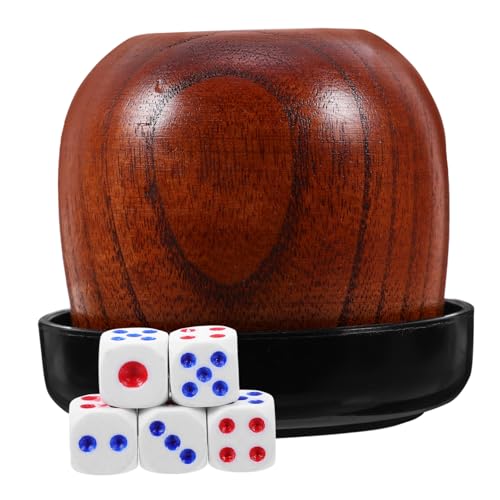 LOPUNER 1 Satz Professionelles Ktv Würfelbecher Set aus Holz mit Deckel und Würfeln für Tischspiele und Partyunterhaltung Einfach zu Reinigen und Langlebig von LOPUNER