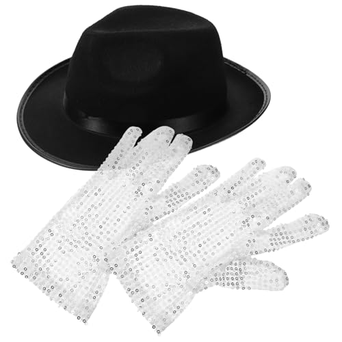LOPUNER 1 Satz Sequin Handschuhe und Hut Set für Cosplay Kostüm Glamouröse Party Requisiten für Themenveranstaltungen Maskerade und Bühnenaufführungen LOPUNER 1 Satz Sequin Handschuhe und Hut Set für Cosplay Kostüm Glamouröse Party Requisiten für Themenveranstaltungen Maskerade und Bühnenaufführungen von LOPUNER