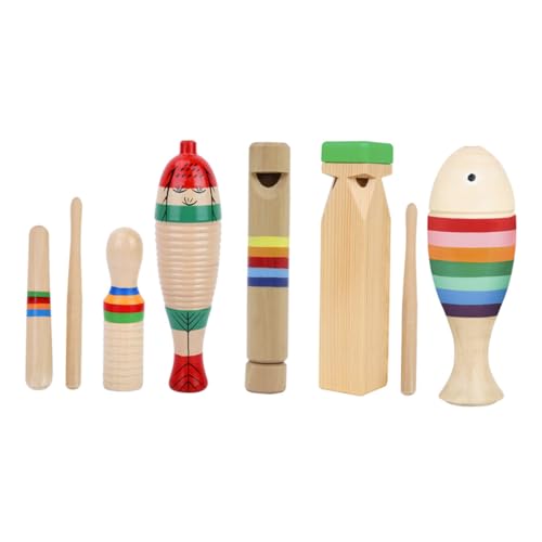 LOPUNER 1 Satz Teiliges Percussion Set Holz Musikinstrumente für Kreative Fisch Frosch Scraper Resonator Holzflöte Lokomotivpfeife und Regenbogenklapper LOPUNER 1 Satz Teiliges Percussion Set Holz Musikinstrumente für Kreative Fisch Frosch Scraper Resonator Holzflöte Lokomotivpfeife und Regenbogenklapper von LOPUNER