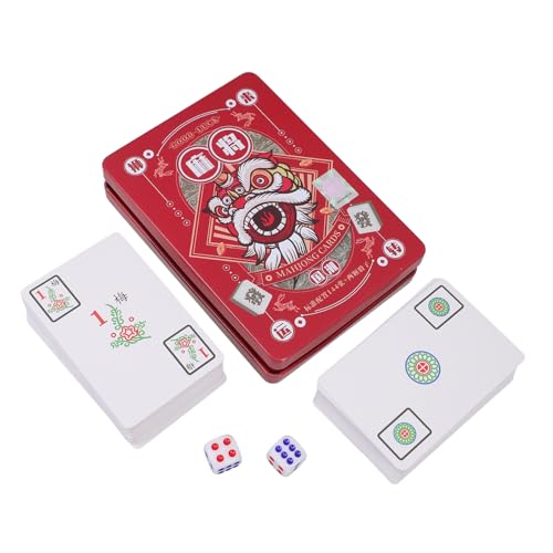 LOPUNER 1 Set Mahjong Kartennummernkarten Spieldeck Senioren Das Spielangebot Reisespiel Requisite Reisetischspiel Requisiten Rotes Papier von LOPUNER