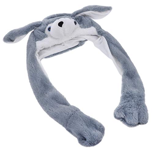 LOPUNER 1 Stück Lustiger Hut mit Beweglichen Graue Husky Tiermütze für Cosplay und Partys Warm und Fotos und Videos für Freunde und Fotorequisiten von LOPUNER