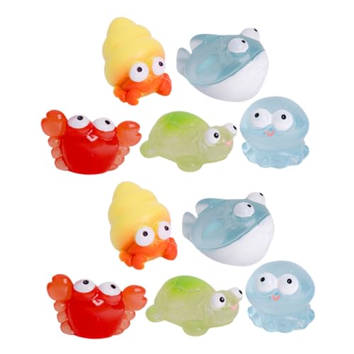 LOPUNER 10 Stück Meerestierstatue Aquarium Ornament Thema Mini Tier Miniatur Meerestier Winzige Meerestierfigur Meerestierfigur Fischtank Dekoration Harz von LOPUNER