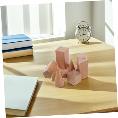 LOPUNER 10 Stück Teiliges Holz Modell Sichere Kompakte Geometrische Lernbausteine Pädagogisches Mathematikspielzeug für Grundschule Fördert Räumliches für Schule und Zuhause von LOPUNER