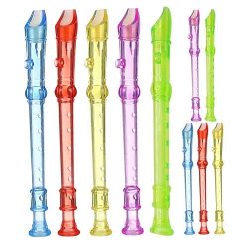 LOPUNER 10 Stück Teiliges Transparente Kinderblockflöte Musikinstrument für Anfänger Bunte Musikspielzeuge für Schüler und Junge Musiker Geeignet für Schule und Freizeit von LOPUNER