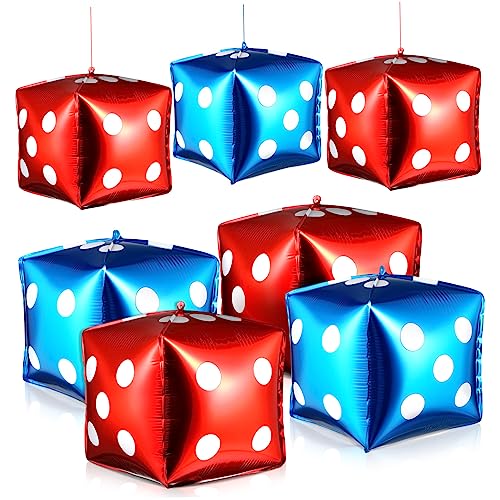 LOPUNER 10 Stück Würfel Folienballons Rot und Blau Quadratische Luftballons für Geburtstagsfeiern Themenpartys und Festlichkeiten Deko und Foto Requisiten von LOPUNER