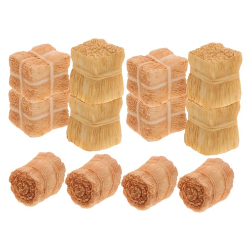 LOPUNER 12 Stück Mini Ballen Ornament Szenendekorationen Heuhaufen Kleinkinder Stapel Tafelaufsätze Simulation Gefälschte Dekoration Miniaturpuppe Simulierte Kleine Gartenparty von LOPUNER