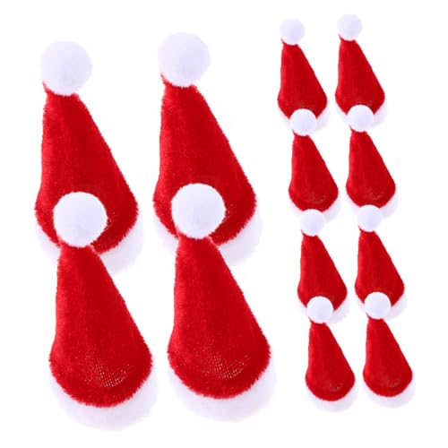 LOPUNER 12 Stück Mini Weihnachtsmannmütze Für Erwachsene Mehrere Ornamente Weihnachtslutscher Weihnachtsmütze Kleiner Schlüssel Party Sortiert Plüsch von LOPUNER