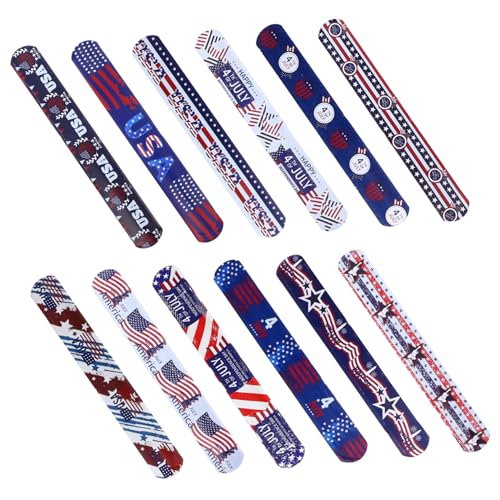 LOPUNER 12 Stück PVC Slap Bänder für Independence Day Slap Armbänder mit Patriotischen Designs für Partys und Kleine LOPUNER 12 Stück PVC Slap Bänder für Independence Day Slap Armbänder mit Patriotischen Designs für Partys und Kleine von LOPUNER