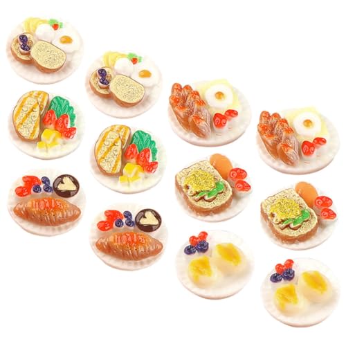 LOPUNER 12 Stück Teiliges Miniatur Resin Dessertset Realistische Puppenhaus Lebensmittel Vielfältige Mix Varianten Handgefertigte Mini Food Modelle für Puppenküche und Dekoration von LOPUNER