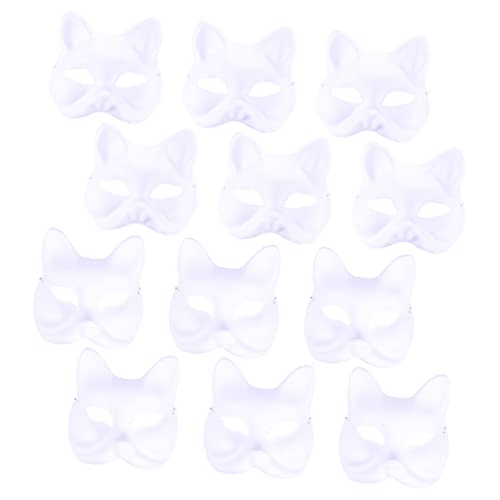 LOPUNER 12Stücke DIY Tiermaske Leere Pulp Masken für Katzen für Kreative Kinderprojekte und Partys Handgefertigt aus Umweltfreundlichem Material von LOPUNER