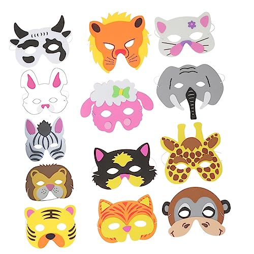LOPUNER 13 Stück Teiliges Tiermasken für Bunte DIY Cosplay Masken für Partys Karneval und Halloween Langlebig aus Material Kreative Designs für Unvergessliche Feiern von LOPUNER