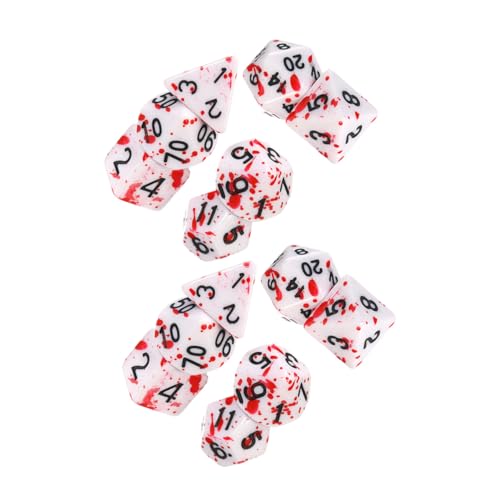 LOPUNER 14 Stück Teiliges Tragbares Blood Dice aus Acryl mit Blutbespritztem Design Einzigartigen Unregelmäßigen Punkten Vielseitig für Brettspiele Partys Outdoor und Cosplay Geeignet von LOPUNER