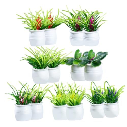 LOPUNER 14Stücke Teiliges Miniatur Bonsai Künstliche Pflanzen für Mikro für und Tischdekoration Langlebig und Pflegeleicht von LOPUNER
