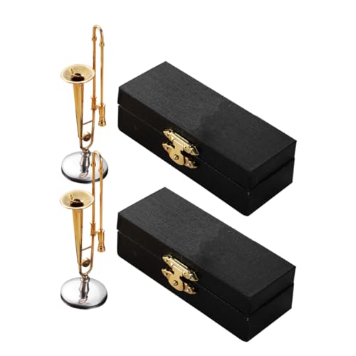 LOPUNER 2 Sätze Miniatur Posaune Teilig mit Koffer und Ständer Kleine Musikinstrument Modell für Puppenhaus und Schreibtischdekoration Robust und Platzsparend für Musikliebhaber und LOPUNER 2 Sätze Miniatur Posaune Teilig mit Koffer und Ständer Kleine Musikinstrument Modell für Puppenhaus und Schreibtischdekoration Robust und Platzsparend für Musikliebhaber und von LOPUNER
