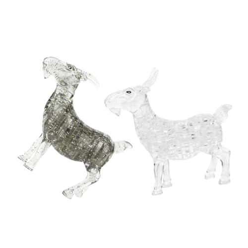 LOPUNER 2 Stück Klare Ziegenstatue Skulptur Puzzle Ziegenfigur für Schreibtisch Deko Heimdekoration Tierfigur und Transparent von LOPUNER