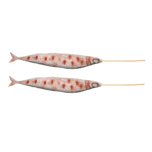LOPUNER 2 Stück Künstliche Grill Saury Modelle Realistisches Plastik Fischmodell für Lebensmittel Dekoration Auslage und Fotografie für Supermärkte Partys und Küchen von LOPUNER