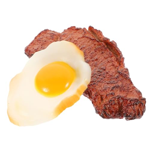 LOPUNER 2 Stück Künstliches Steak und Künstliches Spiegelei Lebensechte Food Modelle für Küchen Dekoration Realistische Simulation mit Hochwertiger Verarbeitung Langlebig und von LOPUNER