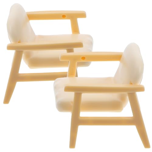 LOPUNER 2 Stück Mini Sofa Stuhl Simulieren Kleine Ungefärbte Puppenhäuser Hoch Für Stil Miniatur Winzige Kleine Stühle Mini Stuhl Entzückende Puppenmöbel Mini Hausbedarf Beige von LOPUNER