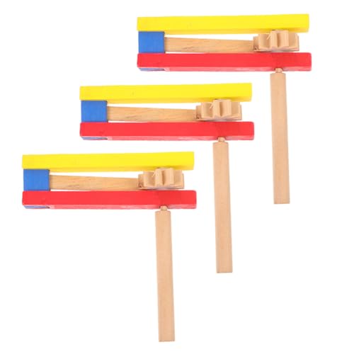 LOPUNER 3 Stück Handgesiedeltes Instrument für Musical Finger Castanets Percussion-Kastagnetten Kastagnette Kastagnetten mit langem Griff Holz von LOPUNER