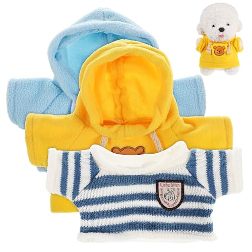 LOPUNER 3 Stück Kleines Teiliges für Plüschbärenkleidung Mini Sweater und Hoodie für Stofftiere für Bären Interaktive Spielzeugbekleidung von LOPUNER