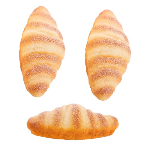 LOPUNER 3 Stück Teiliges Simulation Brot Realistische Deko Croissant Modelle Für Bäckerei Restaurant Fotografie Requisiten Lebensechte Kunstbrote Für Küchen Und Schaufensterdekoration von LOPUNER