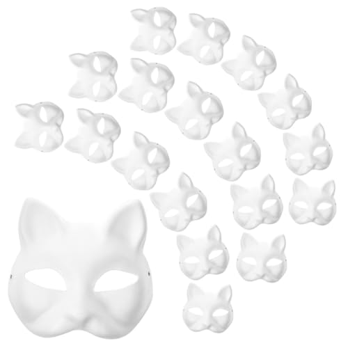 LOPUNER 30Stücke DIY Katzenmasken Unbemalte Papiermasken für Kreative Bastelmasken für Karneval Maskerade Cosplay und Partys für Bastelprojekte von LOPUNER