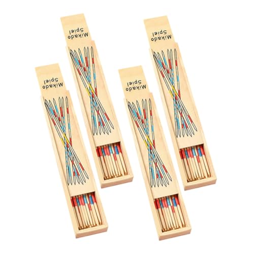 LOPUNER 4 Boxen Teiliges Buntes Holzspiel Pick Up Sticks Pädagogisches Geschicklichkeitsspiel für Glatte Oberfläche Sicheres Material für Familienspiele und Geschenkverpackung von LOPUNER