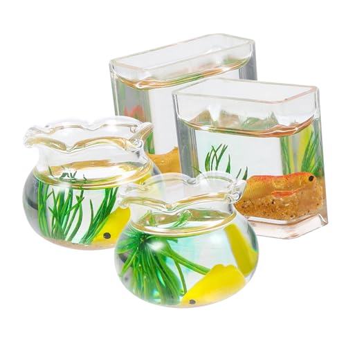 LOPUNER 4 Stück Miniatur Fischschalen aus Koi Aquarium Zubehör für Puppenhaus und Tischdekoration für Landschaften und Wohnaccessoires Zufällige Farbe Zufällige Farbe von LOPUNER