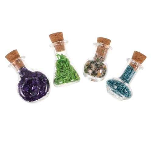 LOPUNER 4 Stück Realistische Miniaturflaschen, Klare Driftflaschen Mit Stein, Puppenhaus-DIY-Miniatur-kit, Halloween-puppenhaus-zubehör, Wohnkultur von LOPUNER