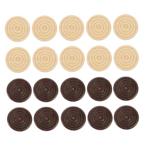 LOPUNER 48Stücke Teiliges aus Holzspielsteinen für Dame und Schach Runde Spielsteine Holzfarbe für Brettspiele und Kreative Spielentwürfe von LOPUNER