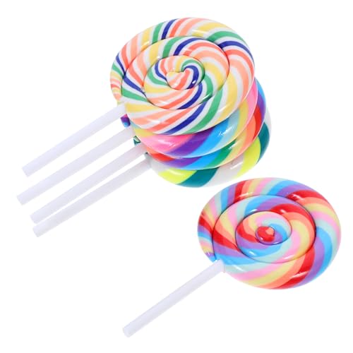 LOPUNER 5 Stück Realistische Polymer Clay Regenbogen Lollipop Dekoration Fotorequisite für Hochzeiten Geburtstagsfeiern und Besondere Anlässe von LOPUNER