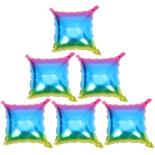 LOPUNER 6 Stück Aluminium Folienballons Quadratform Regenbogenfarbene Partydekoration für Geburtstagsfeiern Babypartys und Besondere Anlässe Vielseitig Einsetzbar von LOPUNER