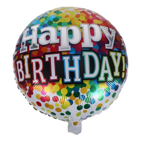 LOPUNER 6 Stück Happy Birthday Aluminiumfolie Heliumballons Runde Reißfeste Partydekorationen Wiederverwendbar Farbenfrohe Geburtstagsfeier Deko für Innen und Außen von LOPUNER