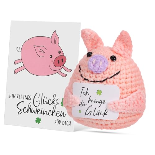 LOPUNER Häkel Schwein Puppe Handgemachte Knitted Deko für Emotionale Unterstützung Süßes Plüschspielzeug mit Positiver und Karte Vielseitige Geschenkidee für Partys und Dekoration LOPUNER Häkel Schwein Puppe Handgemachte Knitted Deko für Emotionale Unterstützung Süßes Plüschspielzeug mit Positiver und Karte Vielseitige Geschenkidee für Partys und Dekoration von LOPUNER