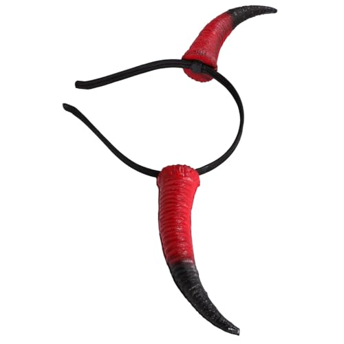 LOPUNER Halloween Hörner Stirnband Schäferhorn Haarreif Rot Leichtes PU Material Komfortabel Für Erwachsene Party Kostüm Cosplay Accessoire von LOPUNER