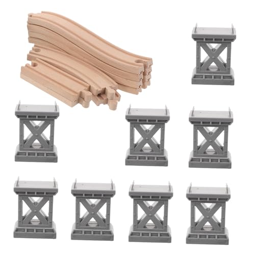 LOPUNER Holz Zugbrücke mit und Bogen Erweiterung für Holzschienen Zubehör Kompatibel mit Holz und Plastikspielzeug Fördert Kreatives und Teamwork von LOPUNER