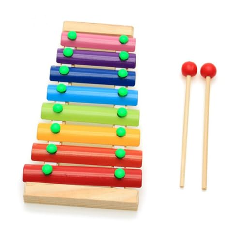 LOPUNER Holzspielzeug Xylophon Töne Handklavier Musikalisches Lernspielzeug für Frühkindliche Augenkoordination Pädagogisches Schlaginstrument Zufällige Farbe Zufällige Farbe von LOPUNER
