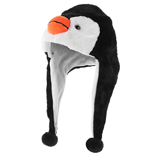 LOPUNER Kuscheliger Penguin Hut für Elastische Tiermütze aus Plüsch für Winterpartys und Fotoshootings Warm für Geburtstagsfeiern und Kostümpartys von LOPUNER