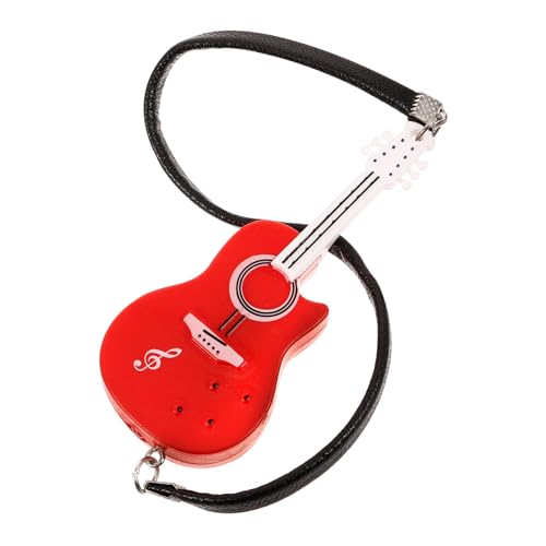 LOPUNER Miniatur Puppenhaus Gitarre Rote Miniaturmusikinstrument Dekoration für Spielhaus Zubehör Robustes Dollhouse Accessoire für Fotorequisiten und Geschenkideen von LOPUNER